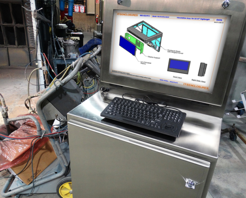 IS603027-4X nema 4X stainless steel pc computer enclosure icestation itsenclosures freestanding workstation enclosure keyboard