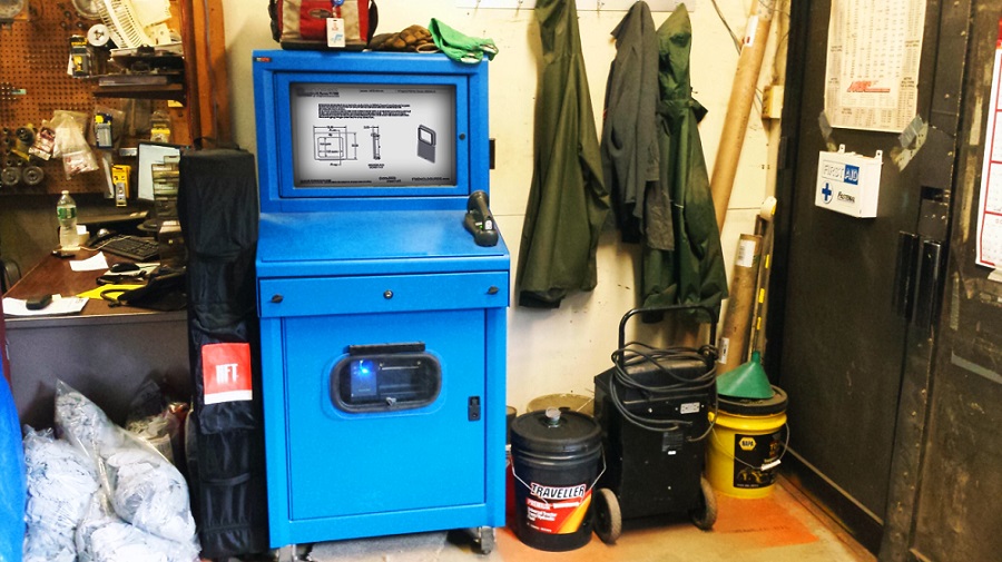 IceStation TITAN pc computer enclosure ITSENCLOSURES industrial heavy duty enclosure hinged printer door and scanner